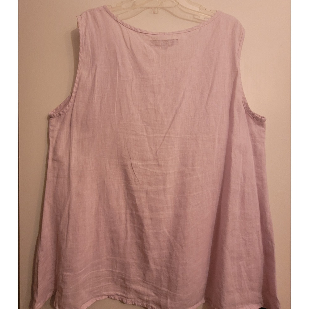 Flax Womens Oversized Linen Tank Top Lavender Pink Sleeveless Scoop Neck L - Picture 13 of 16